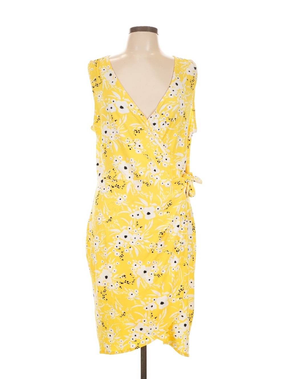 Banana Republic Yellow Floral Wrap Midi Dress
